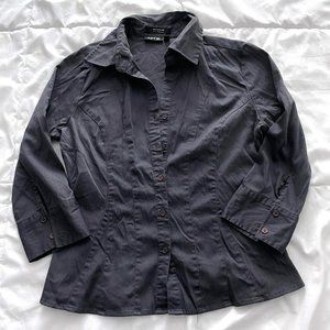 Apt. 9 Grey Three-Quarter Length Button Down Shirt